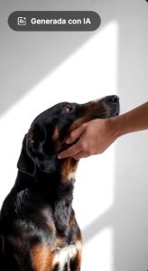 perro con mano de su dueña