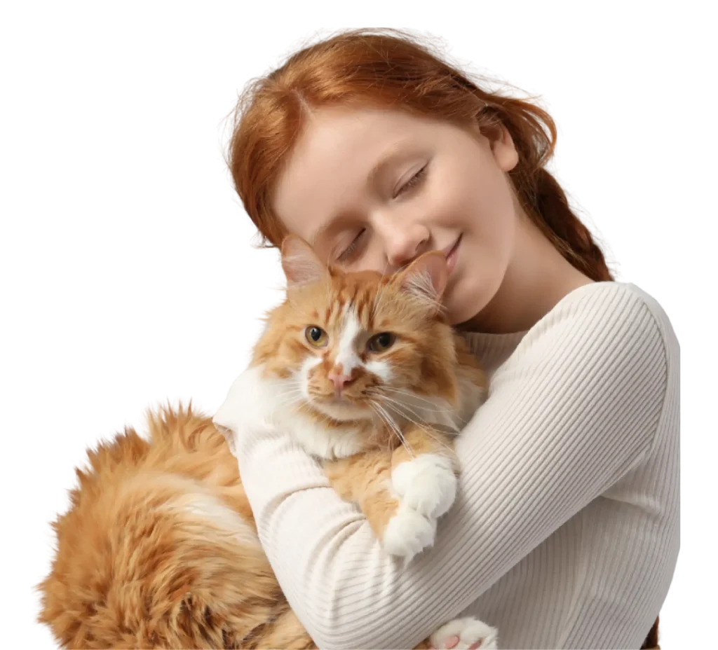 Niña abrazando a un gato como muestra de vínculo humano-animal y bienestar felino